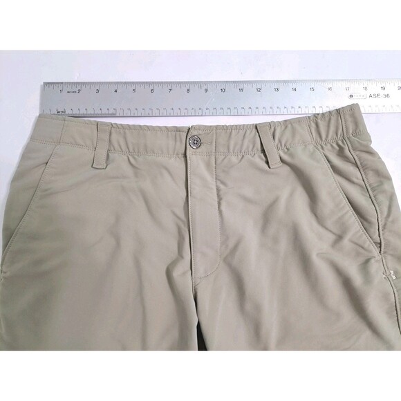 Under Armour Khaki Shorts Mens 36 Loose Heatgear Performance Golf Dress Chinos - Picture 8 of 10